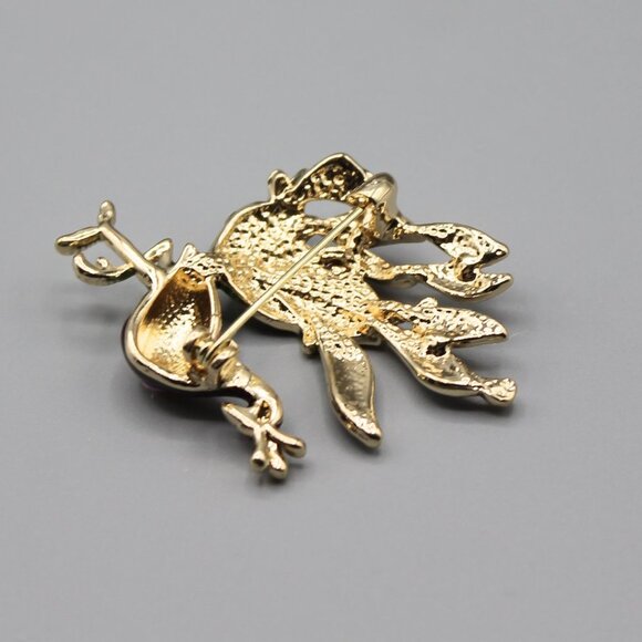 Peacock jewelry pin brooch elegant colorful yellow gold tone brand new beautiful - Picture 11 of 12